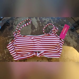 A39 Xhilaration Women’s Swim Top Bikini Style Red & White Stripes